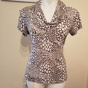 White, cream, and brown bell neck top